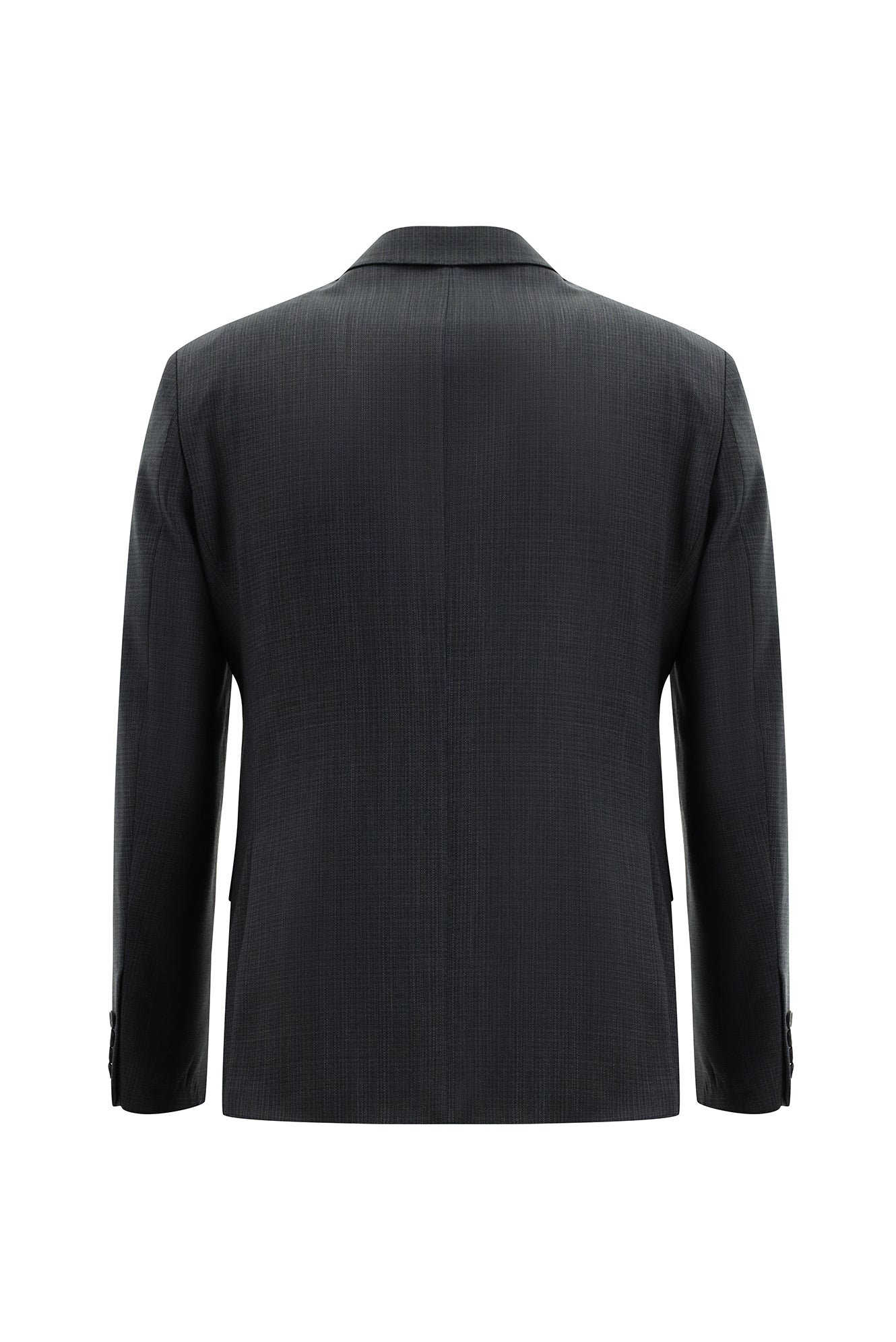 Koyu Füme Slim Fit Dar Kesim Kruvaze Desenli Yün Takım Elbise
