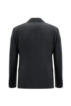 Koyu Füme Regular Fit Kruvaze Desenli Yün Takım Elbise