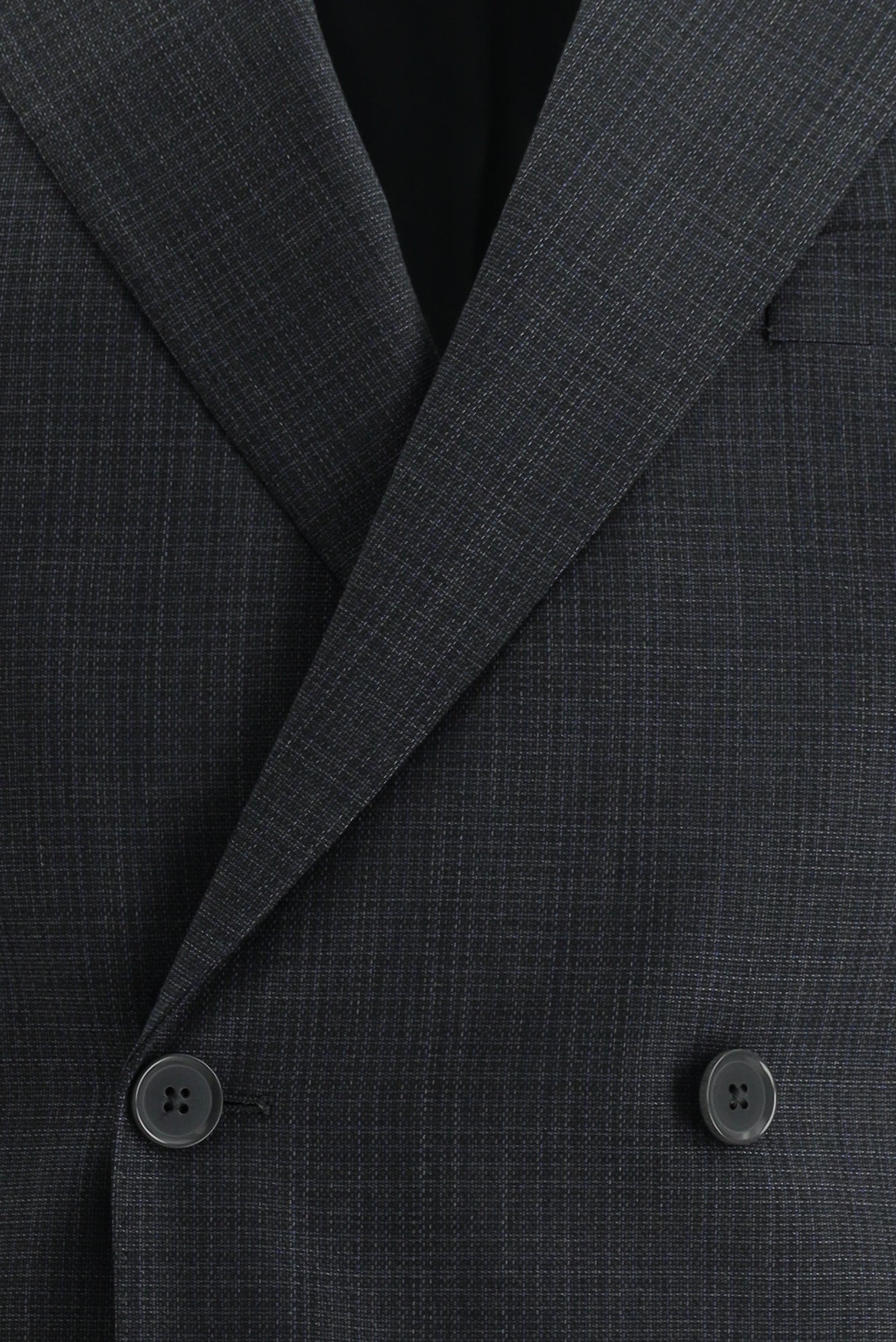 Koyu Füme Slim Fit Dar Kesim Kruvaze Desenli Yün Takım Elbise