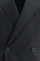 Koyu Füme Slim Fit Dar Kesim Kruvaze Desenli Yün Takım Elbise