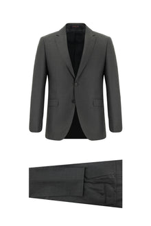 Açık Antrasit Slim Fit Dar Kesim Yünlü Klasik Takım Elbise