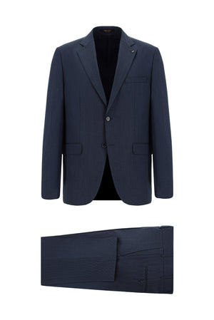 Orta Lacivert 4 Drop Relaxed Fit Rahat Kesim Yünlü Desenli Tak?m Elbise
