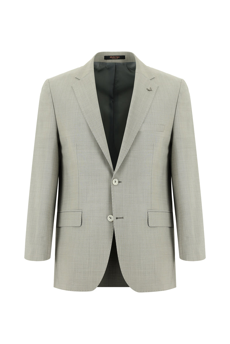 Orta Gri Relaxed Fit Rahat Kesim Yünlü Klasik Takım Elbise