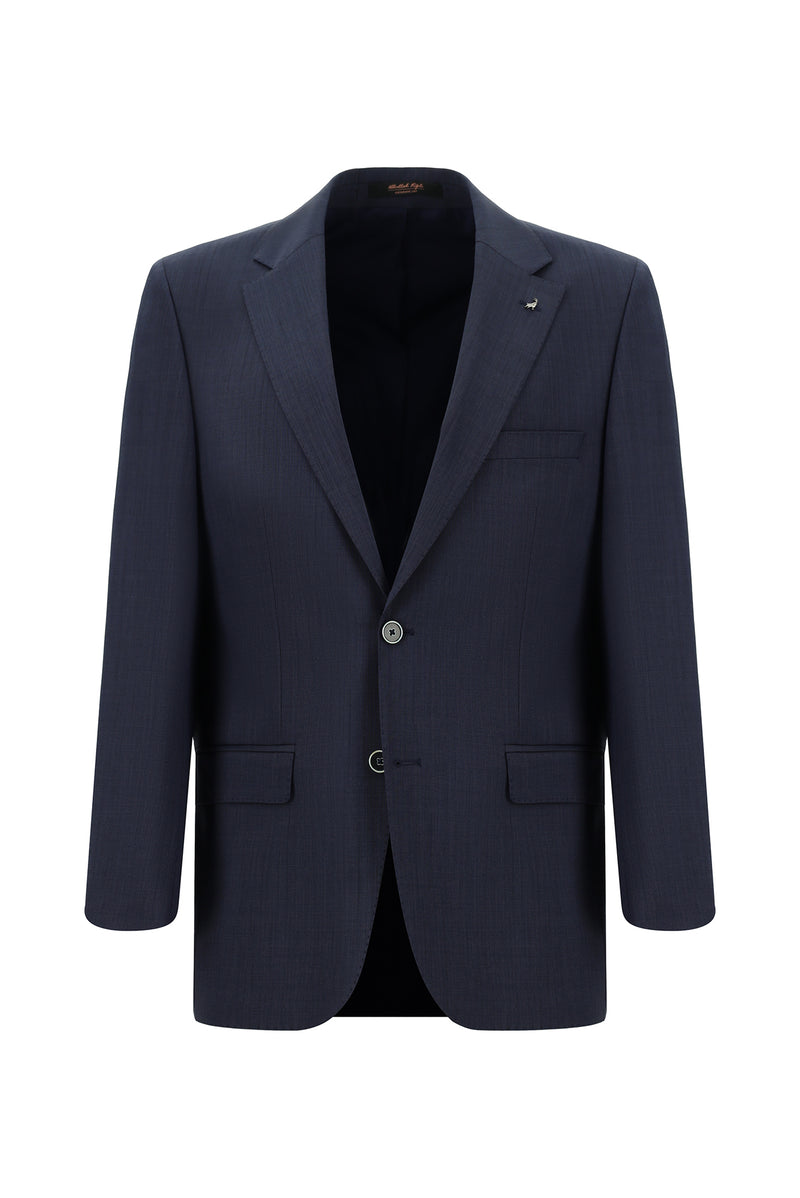 Koyu Lacivert Relaxed Fit Rahat Kesim Yünlü Klasik Takım Elbise