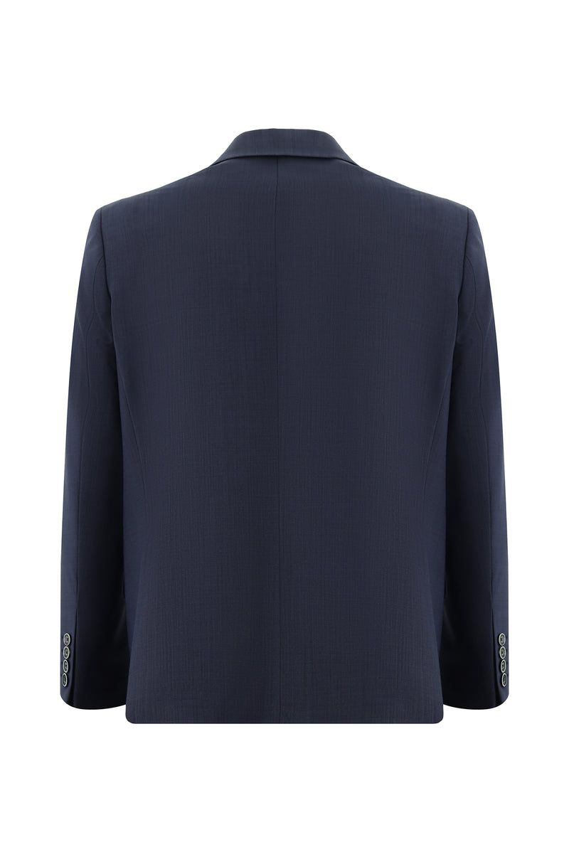 Koyu Lacivert Relaxed Fit Rahat Kesim Yünlü Klasik Takım Elbise