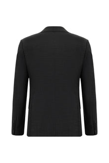Koyu Antrasit Super Slim Fit Ekstra Dar Kesim Yünlü Desenli Takım Elbise