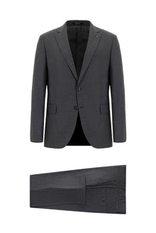 Koyu Füme 7 Drop Super Slim Fit Eksra Dar Kesim Yünlü Desenli Tak?m Elbise-Abdullah Ki??l?