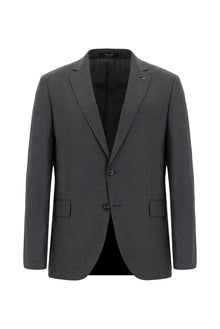 Koyu Füme 7 Drop Super Slim Fit Eksra Dar Kesim Yünlü Desenli Tak?m Elbise-Abdullah Ki??l?