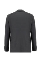 Koyu Füme Super Slim Fit Ekstra Dar Kesim Yünlü Klasik Desenli Takım Elbise