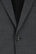 Koyu Füme Super Slim Fit Ekstra Dar Kesim Yünlü Klasik Desenli Takım Elbise