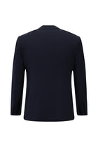 Orta Lacivert Slim Fit Dar Kesim Yünlü Desenli Kruvaze Takım Elbise