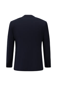 Orta Lacivert 7 Drop Slim Fit Dar Kesim Yünlü Desenli Kruvaze Tak?m Elbise-Abdullah Ki??l?