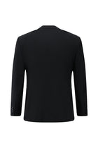 Koyu Lacivert Slim Fit Dar Kesim Yünlü Desenli Kruvaze Takım Elbise