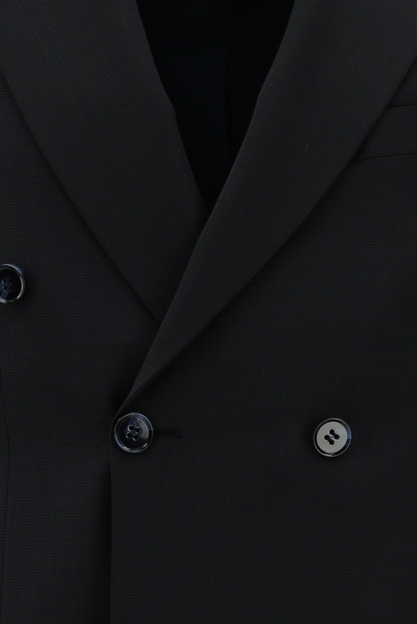Koyu Lacivert Slim Fit Dar Kesim Yünlü Desenli Kruvaze Takım Elbise