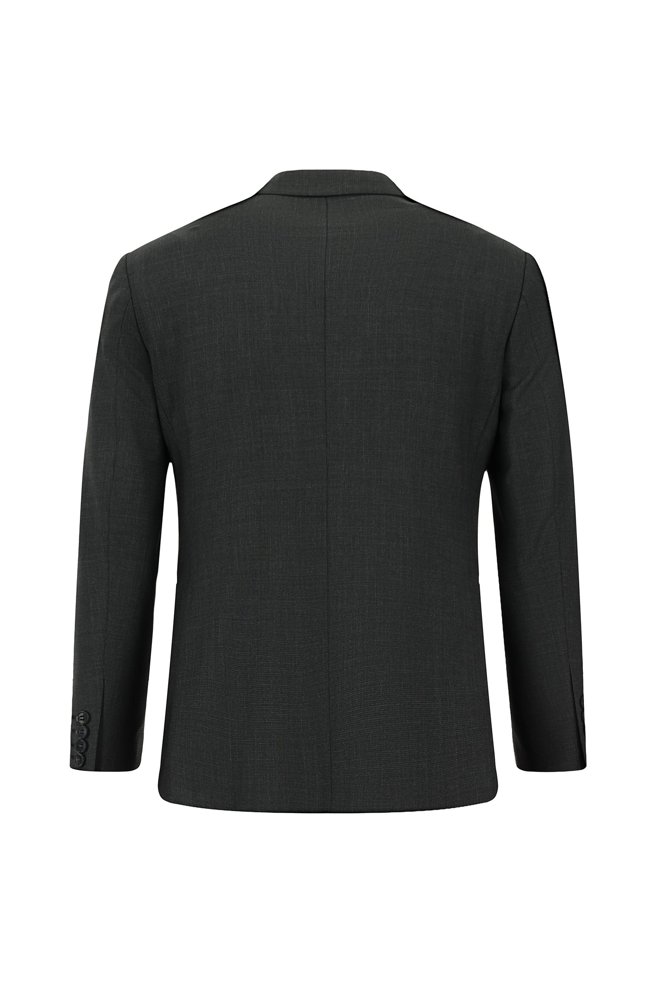 Koyu Antrasit Slim Fit Dar Kesim Yünlü Desenli Kruvaze Takım Elbise