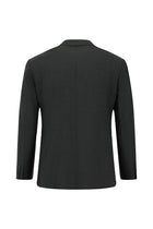 Koyu Antrasit Slim Fit Dar Kesim Yünlü Desenli Kruvaze Takım Elbise