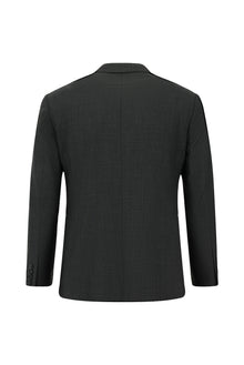 Koyu Antrasit Slim Fit Dar Kesim Yünlü Desenli Kruvaze Takım Elbise