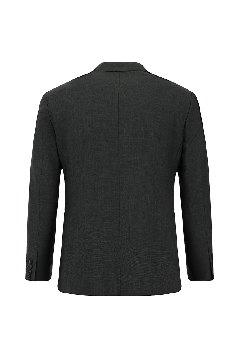 Koyu Antrasit Slim Fit Dar Kesim Yünlü Desenli Kruvaze Takım Elbise