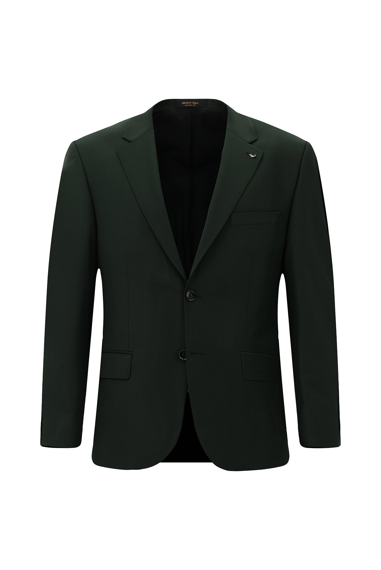 Koyu Yeşil Relaxed Fit Rahat Kesim Yünlü Klasik Desenli Takım Elbise