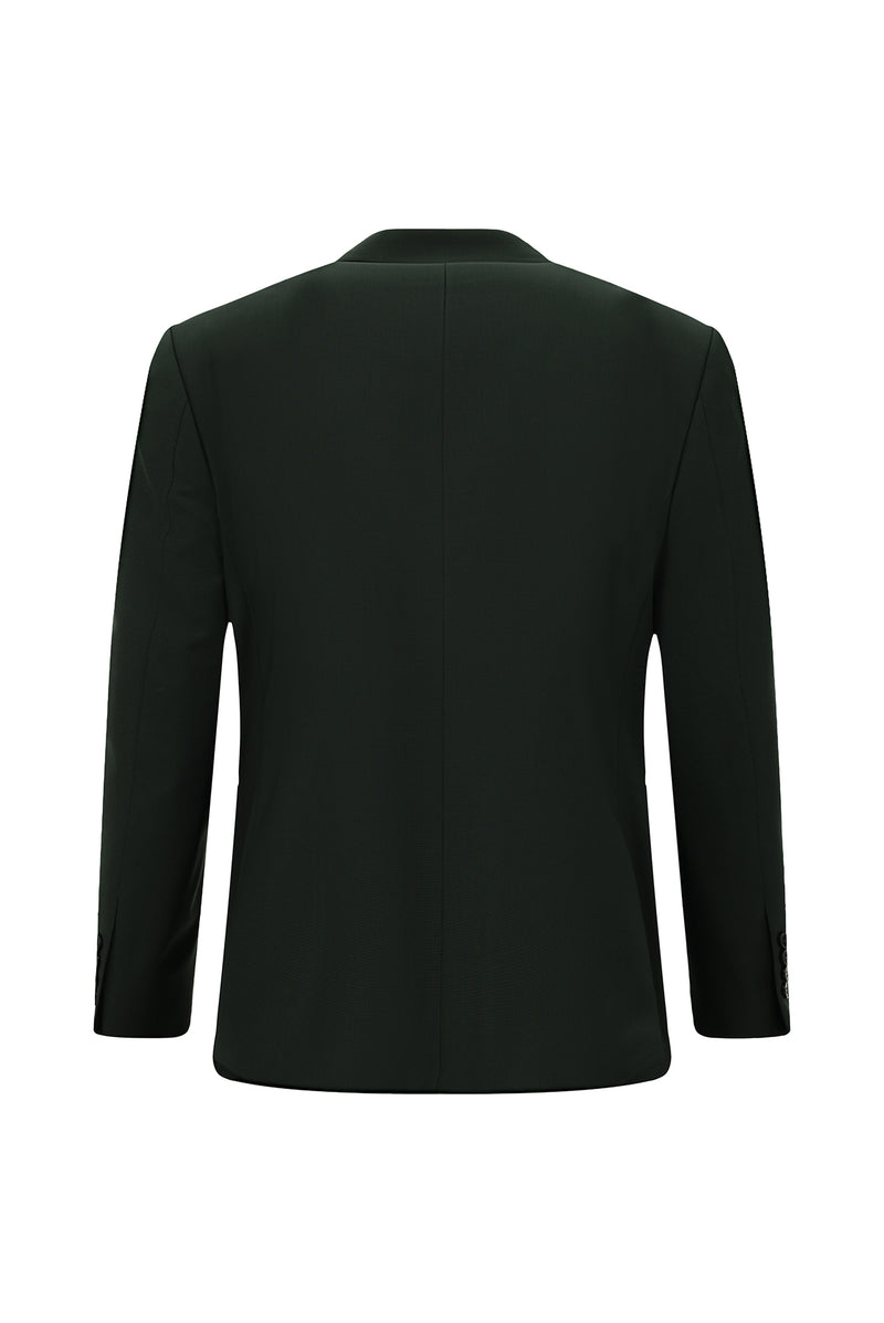 Koyu Yeşil Relaxed Fit Rahat Kesim Yünlü Klasik Desenli Takım Elbise