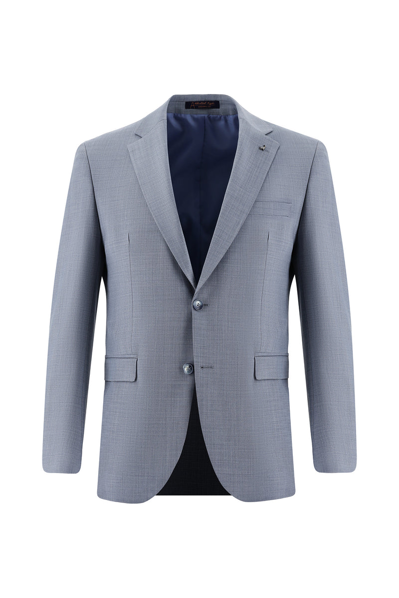 Orta Gri Slim Fit Dar Kesim Yünlü Klasik Takım Elbise