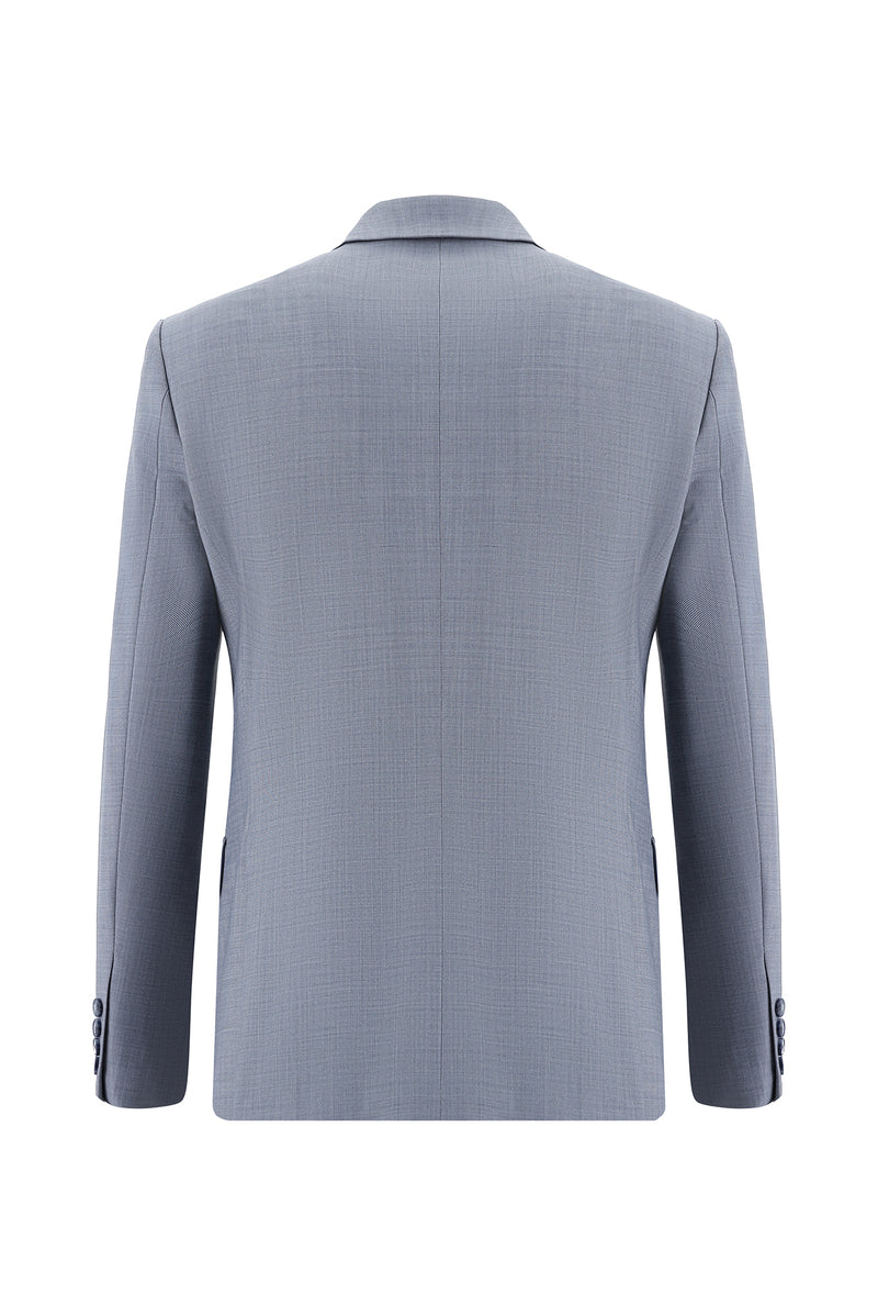 Orta Gri Slim Fit Dar Kesim Yünlü Klasik Takım Elbise