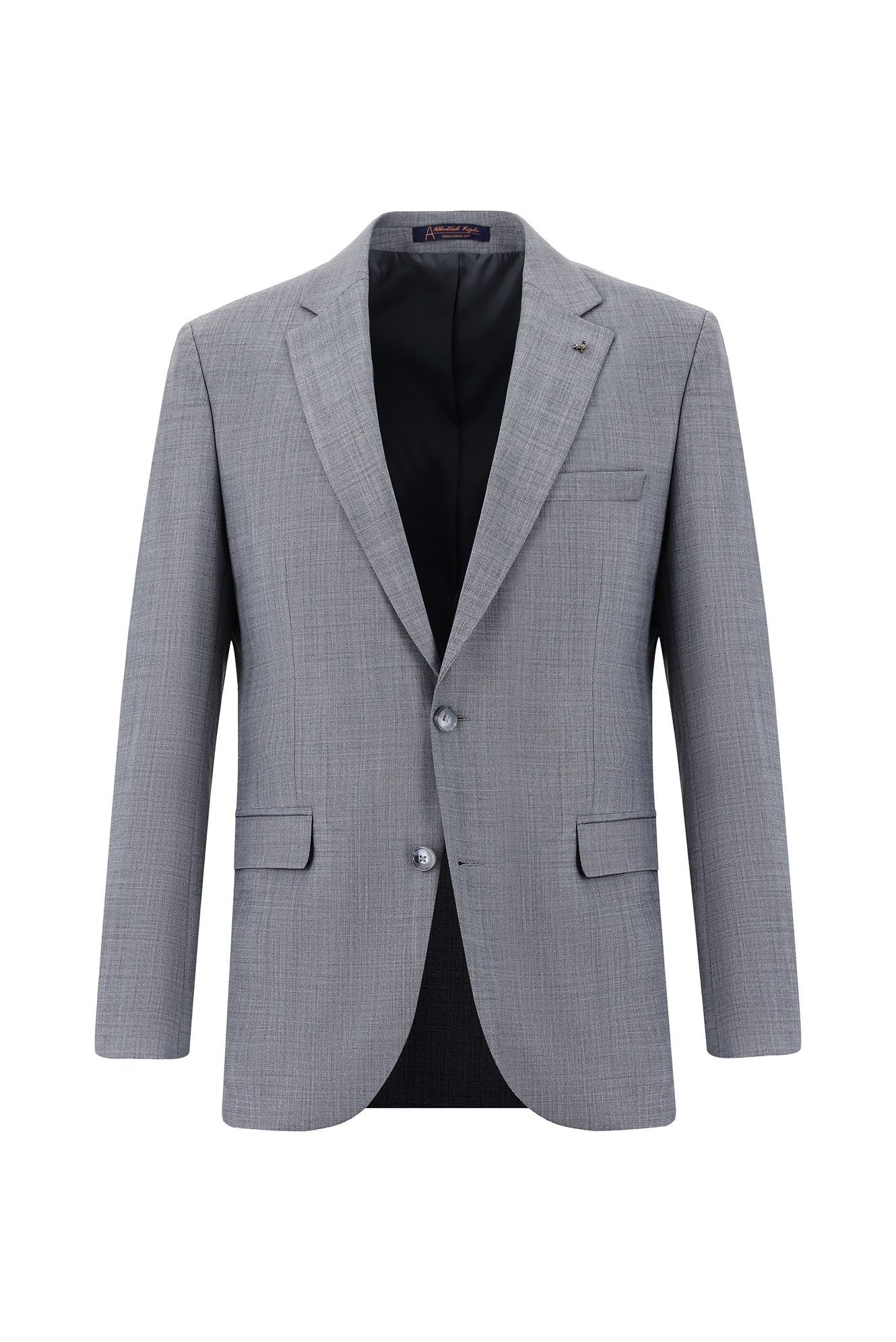 Orta Füme Slim Fit Dar Kesim Yünlü Klasik Takım Elbise