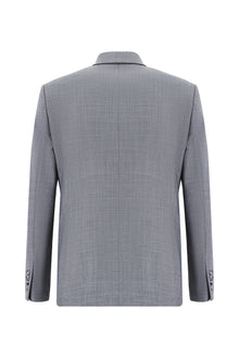 Orta Füme Slim Fit Dar Kesim Yünlü Klasik Takım Elbise