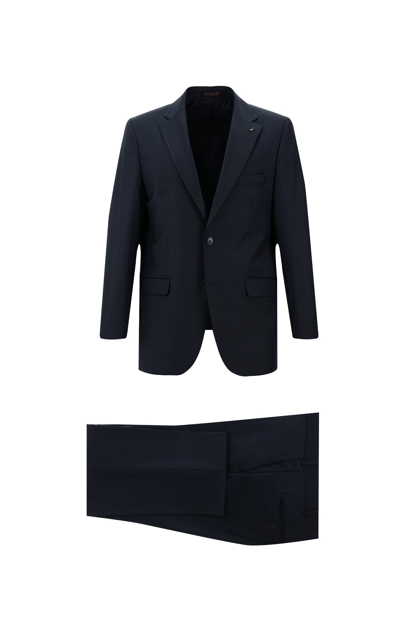 Koyu Lacivert Slim Fit Dar Kesim Yünlü Klasik Takım Elbise