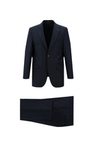 Koyu Lacivert Slim Fit Dar Kesim Yünlü Klasik Takım Elbise
