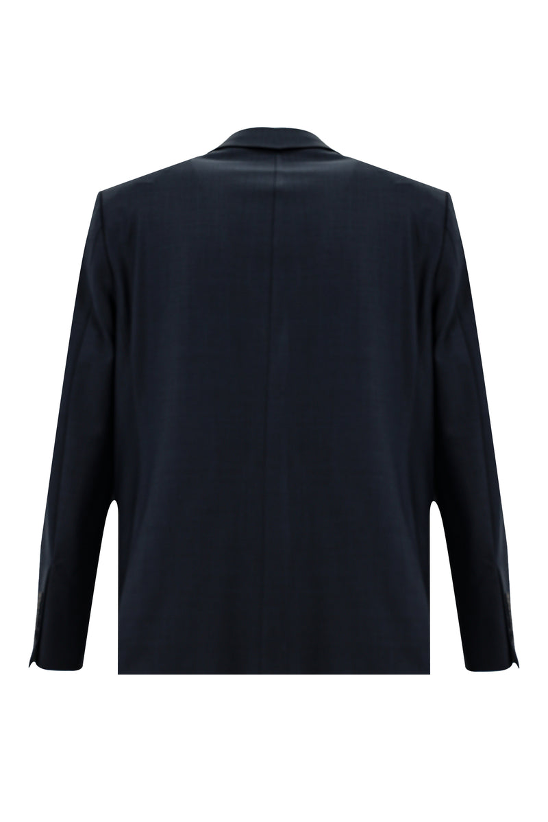 Koyu Lacivert Slim Fit Dar Kesim Yünlü Klasik Takım Elbise