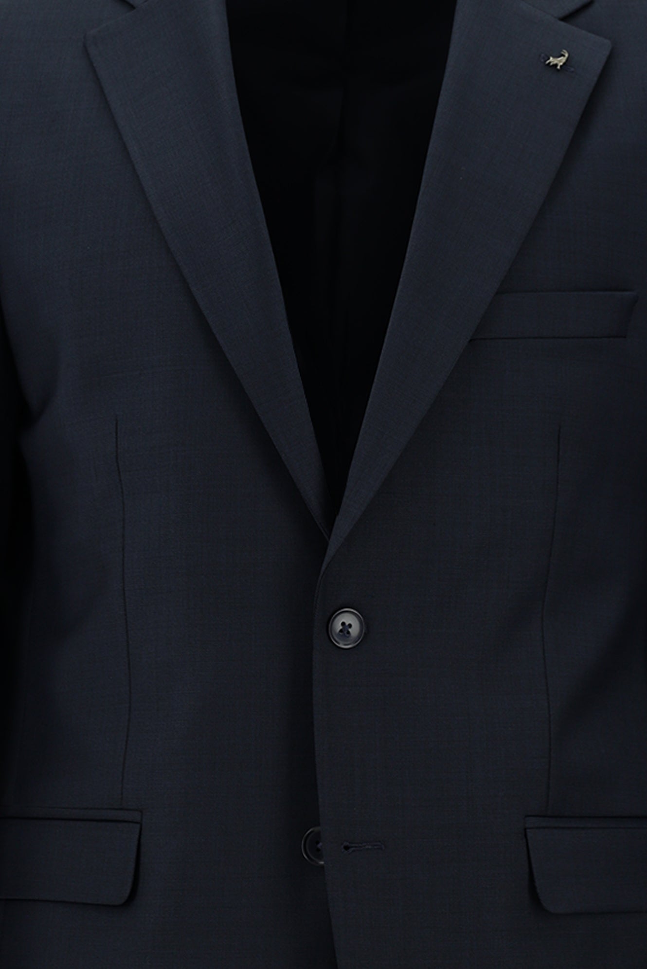 Koyu Lacivert Slim Fit Dar Kesim Yünlü Klasik Takım Elbise