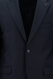 Koyu Lacivert Slim Fit Dar Kesim Yünlü Klasik Takım Elbise