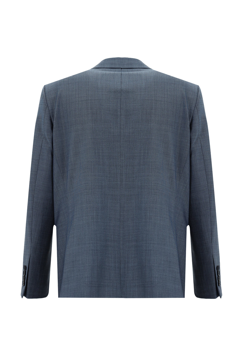 Koyu Mavi  Slim Fit Dar Kesim Yünlü Klasik Takım Elbise