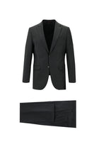 Koyu Antrasit Slim Fit Dar Kesim Yünlü Klasik Takım Elbise