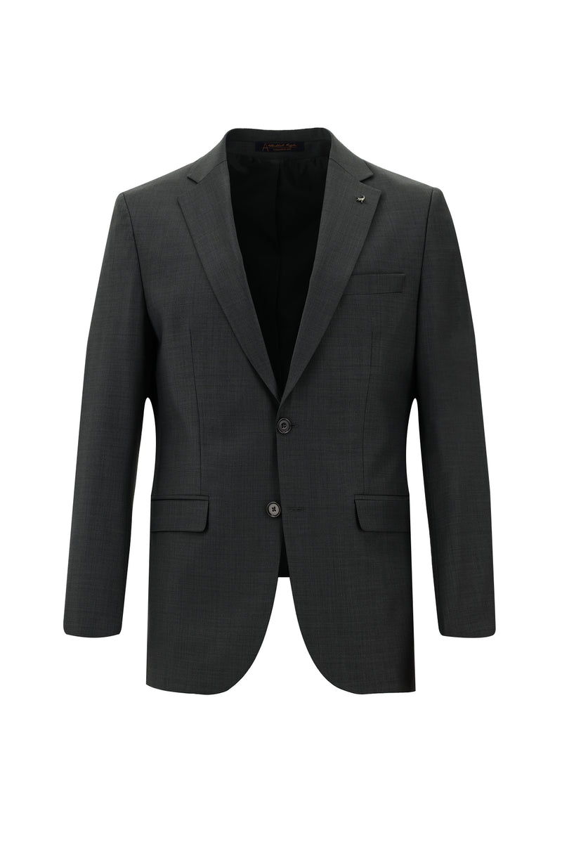 Koyu Antrasit Slim Fit Dar Kesim Yünlü Klasik Takım Elbise