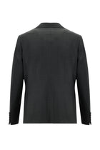 Koyu Antrasit Slim Fit Dar Kesim Yünlü Klasik Takım Elbise