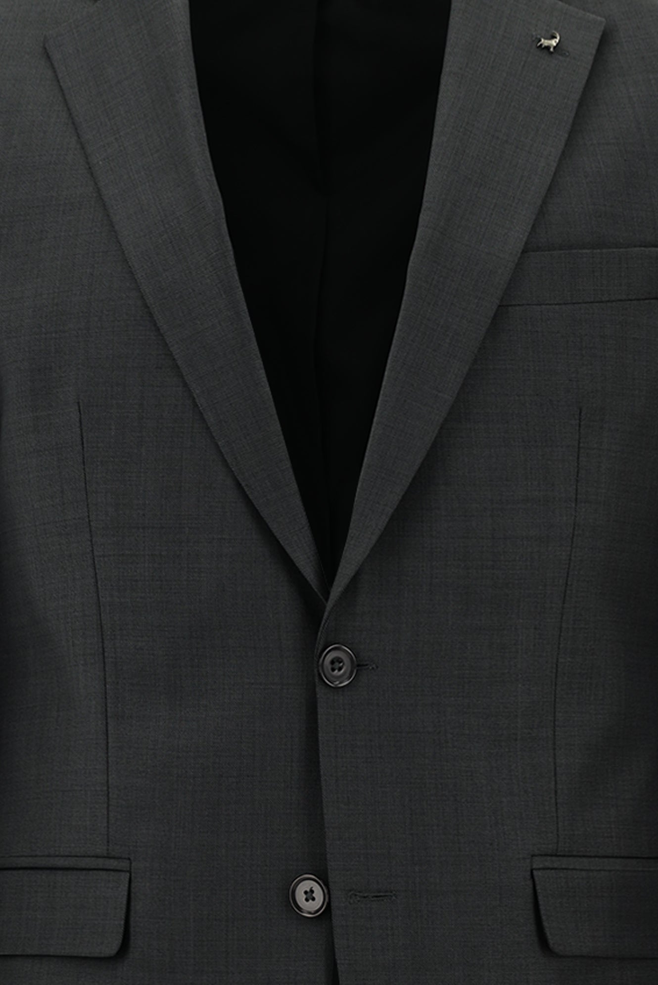 Koyu Antrasit Regular Fit Yünlü Klasik Takım Elbise