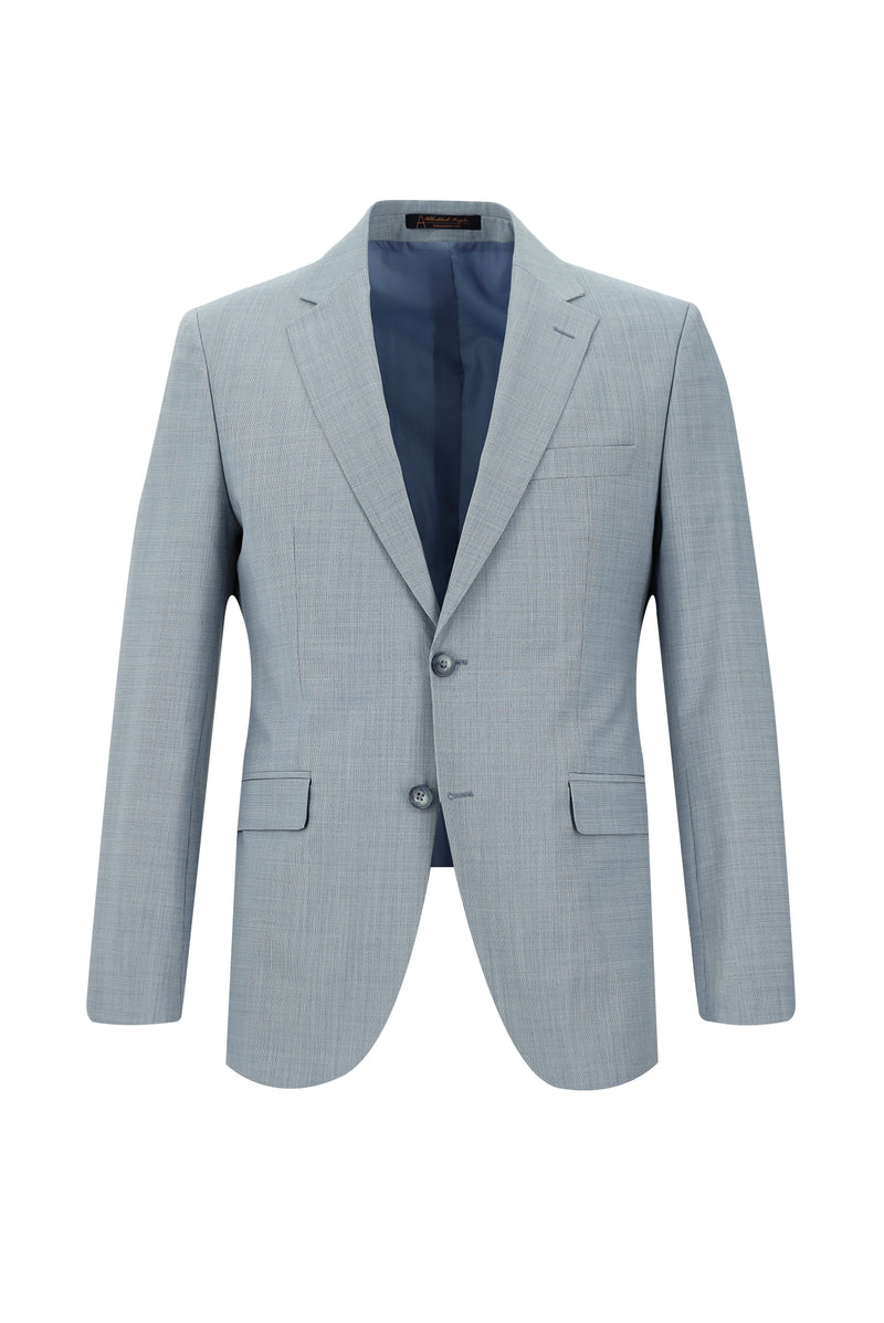 Açık Mavi Slim Fit Dar Kesim Yünlü Klasik Takım Elbise