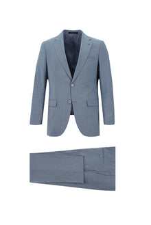 Koyu Mavi  Slim Fit Dar Kesim Yünlü Klasik Takım Elbise