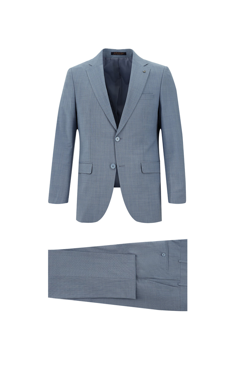 Koyu Mavi  7 Drop Slim Fit Dar Kesim Yünlü Tak?m Elbise-Abdullah Ki??l?