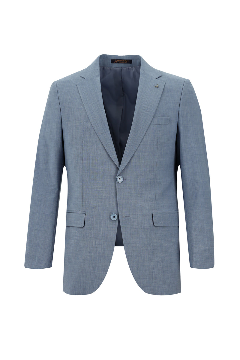 Koyu Mavi  Slim Fit Dar Kesim Yünlü Klasik Takım Elbise