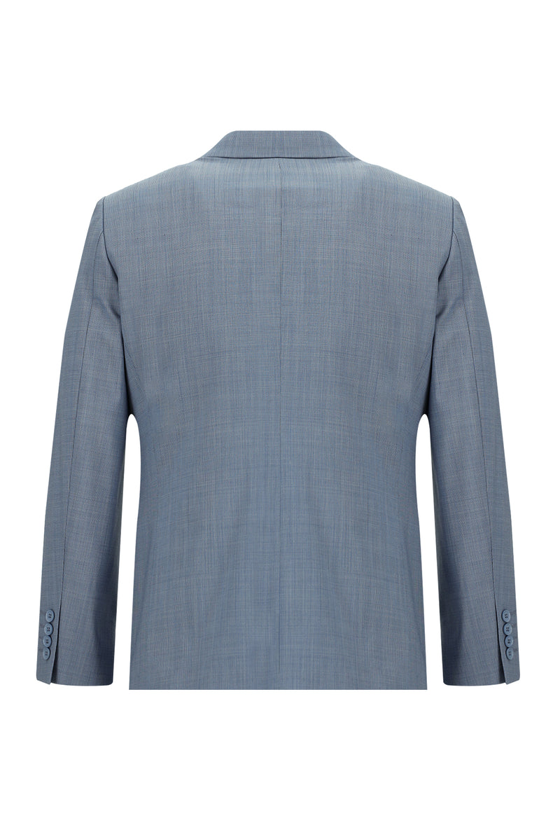 Koyu Mavi  Slim Fit Dar Kesim Yünlü Klasik Takım Elbise