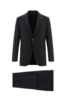 Siyah Relaxed Fit Rahat Kesim Yünlü Klasik Takım Elbise