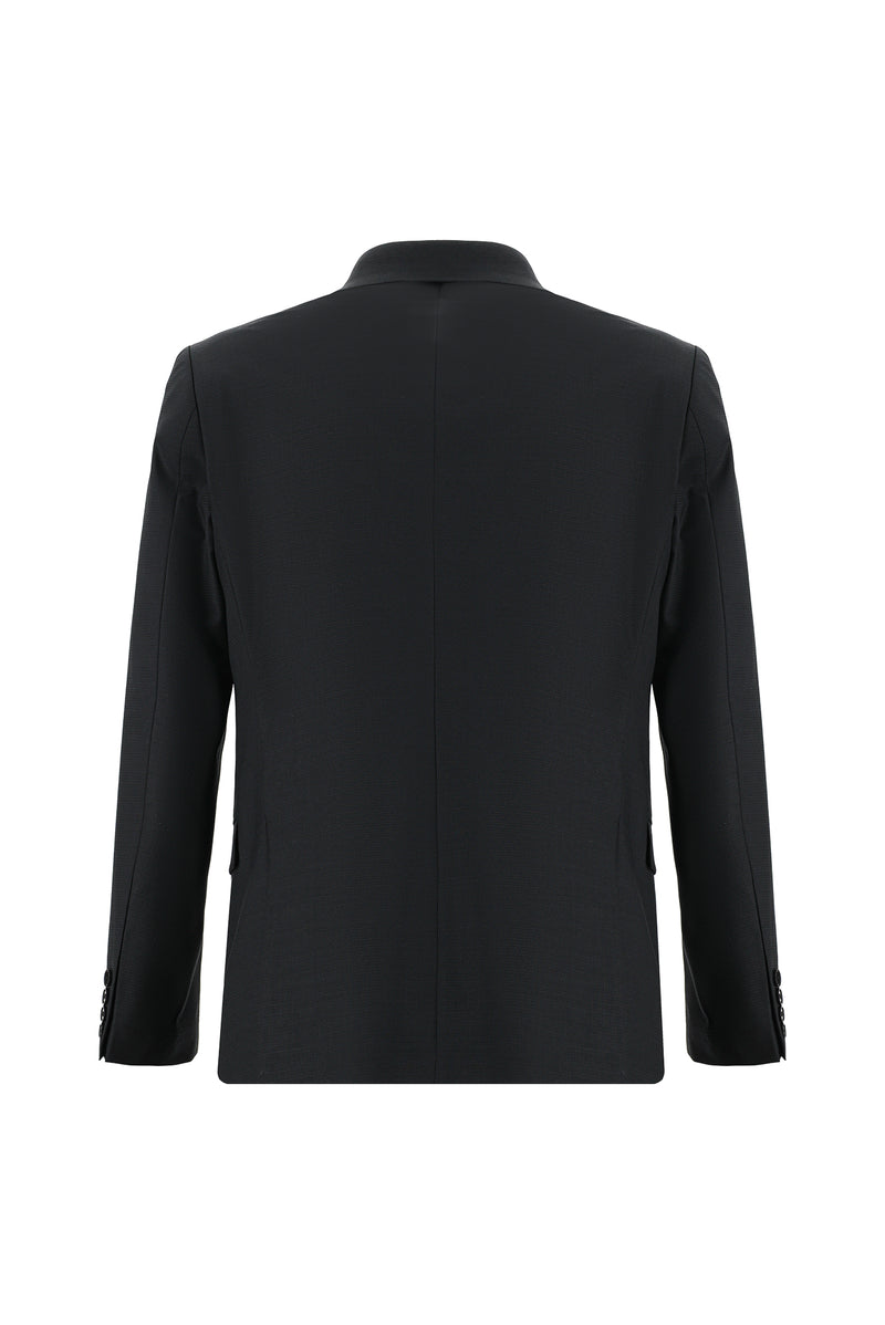 Siyah Regular Fit Yünlü Klasik Takım Elbise