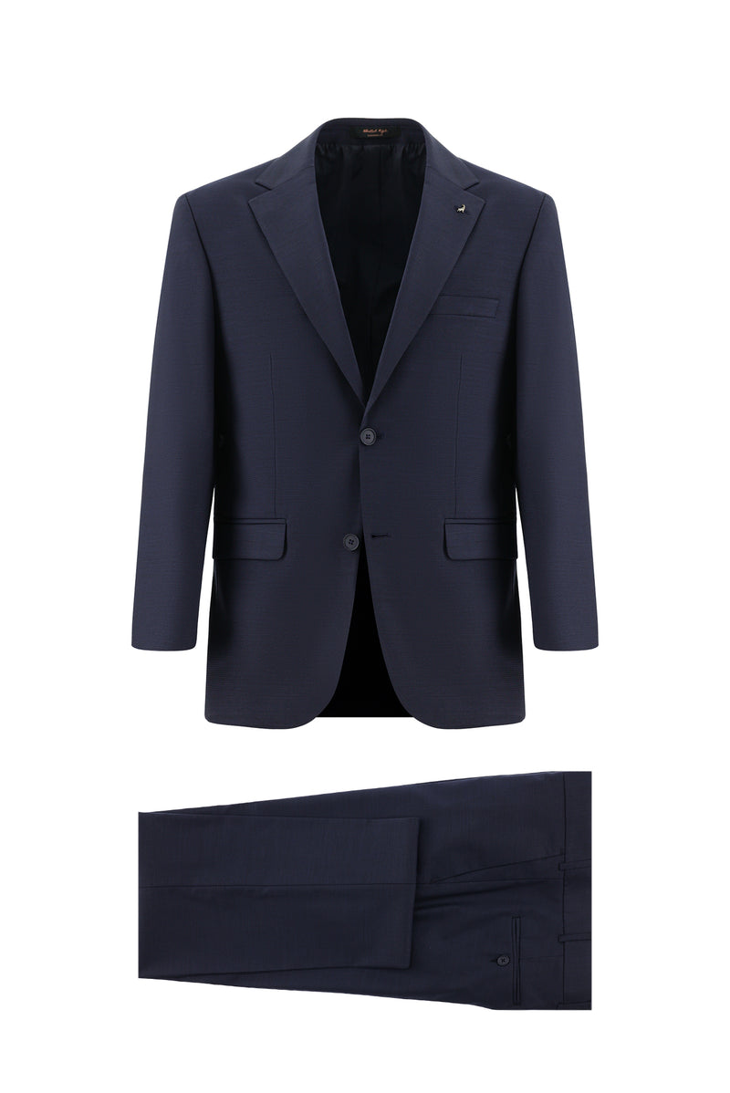Koyu Lacivert Regular Fit Yünlü Klasik Takım Elbise