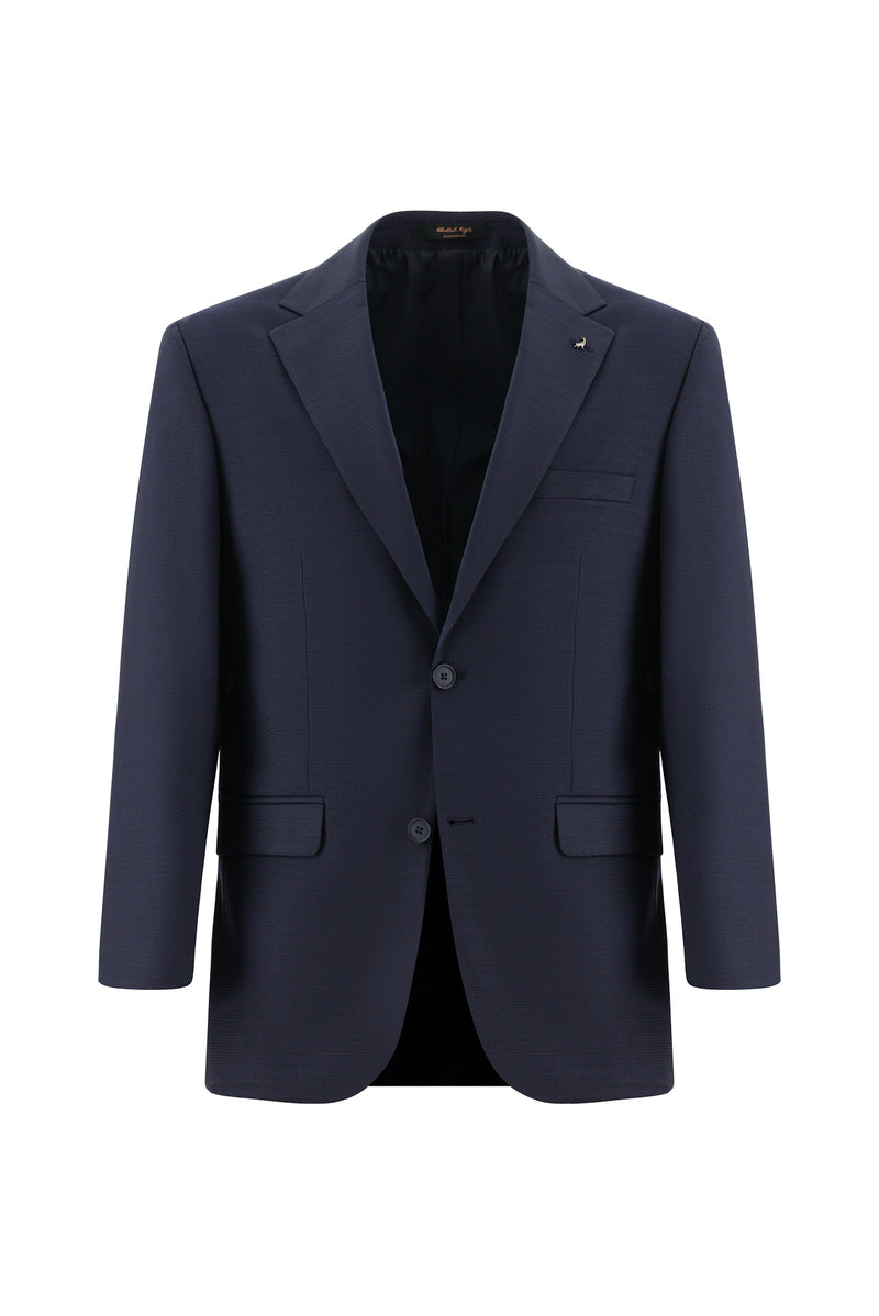 Koyu Lacivert Regular Fit Yünlü Klasik Takım Elbise