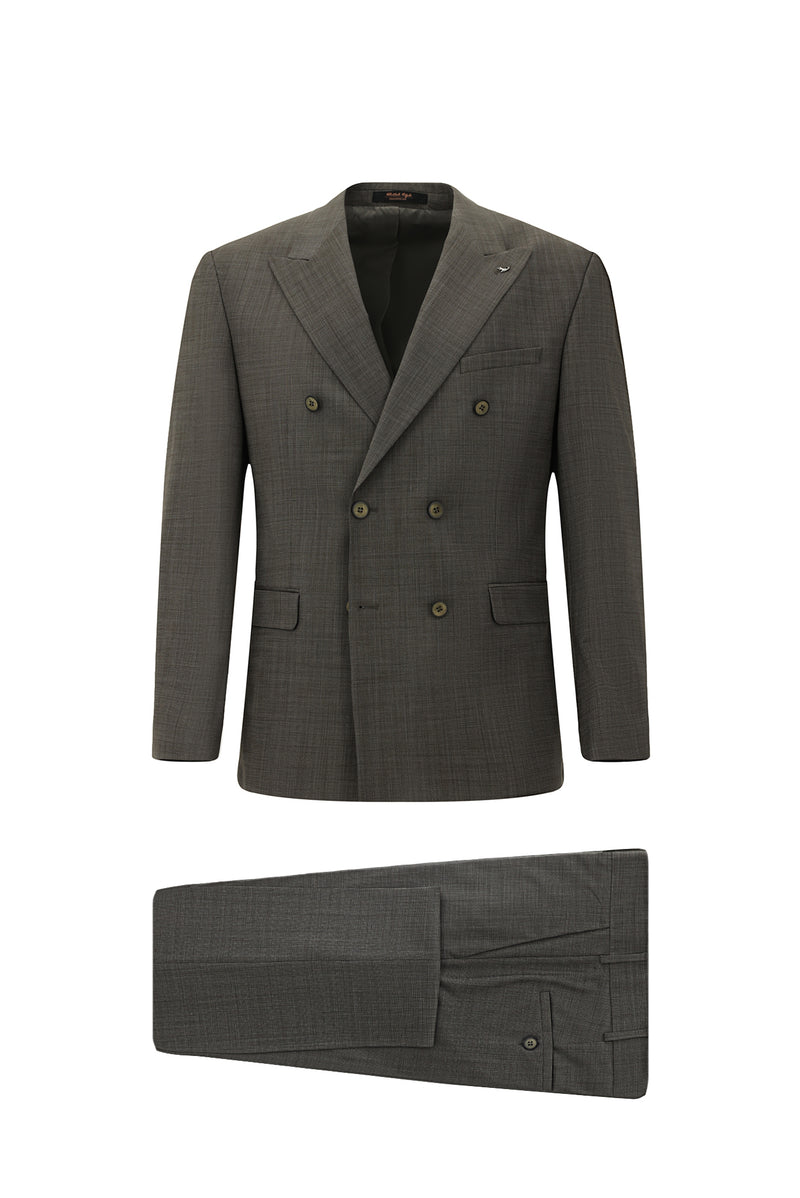 Orta Vizon 6 Drop Regular Fit Standart Kesim Yünlü Kruvaze Tak?m Elbise-Abdullah Ki??l?