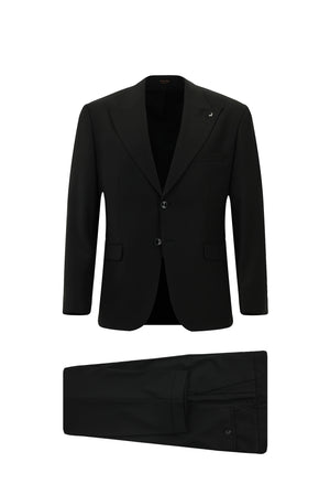 Siyah 4 Drop Relaxed Fit Rahat Kesim Desenli Yünlü Tak?m Elbise