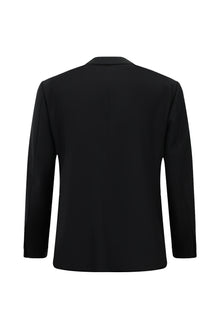 Koyu Lacivert Relaxed Fit Rahat Kesim Desenli Yünlü Klasik Takım Elbise